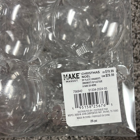 Clear Plastic Disc Holiday Ornaments - Set of 25 - Picture 2 of 2